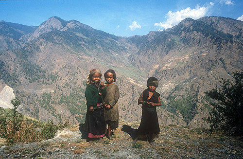 Sherpa children in the mountains, Nepal